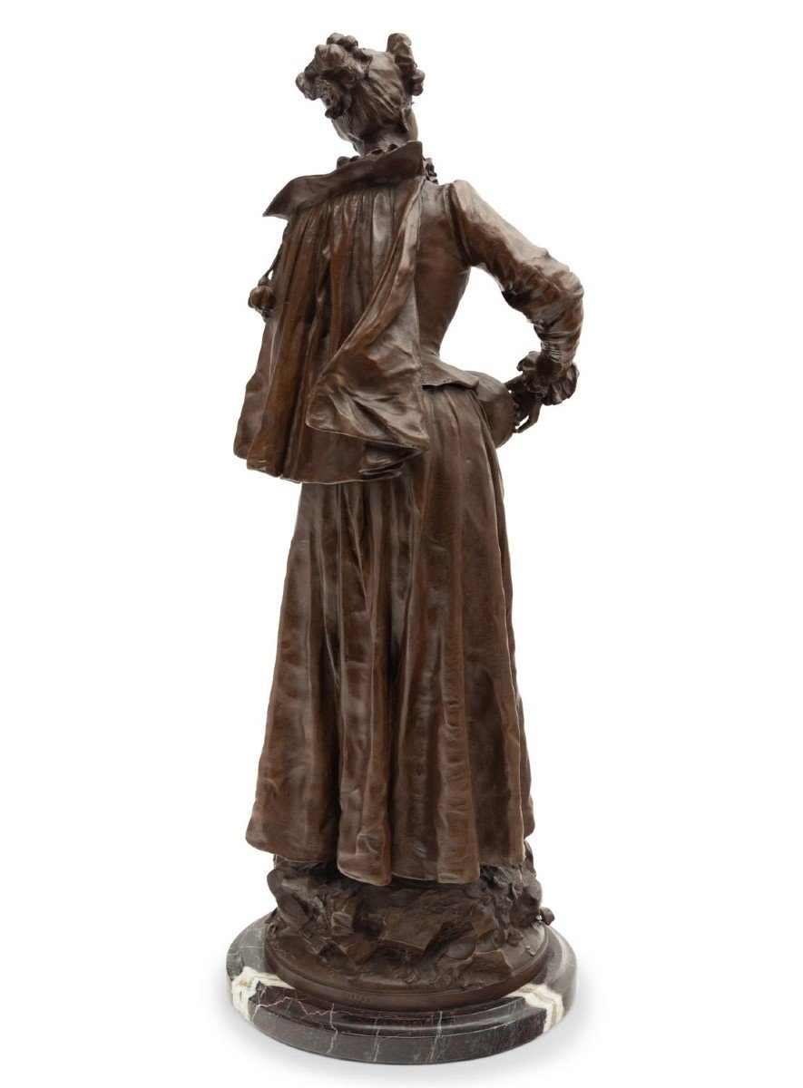 Bronze Sculpture By Etienne Adrien Gaudez (1845 - 1902), "pastoral Watteau"-photo-1