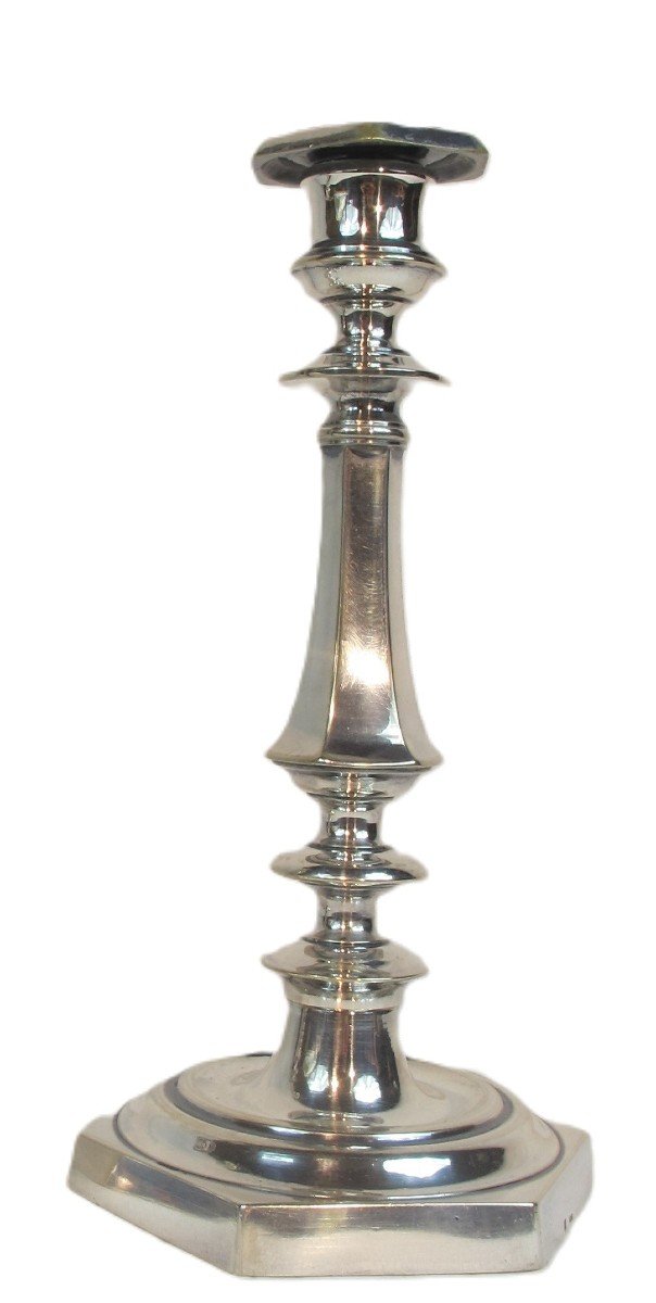 Pair Of Louis XIV Style Silver Bronze Candlesticks-photo-4