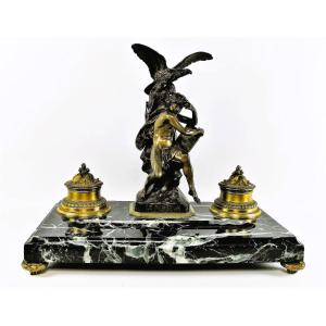 Office Inkwell Representing “the Thinker” By Emile-louis Picault (1833-1915)