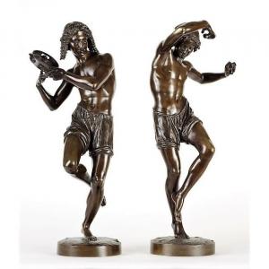 Young Fisherman Dancing The Tarantella And Tambourine Dancer, By Francisque Joseph Duret