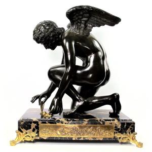 Imposante Sculpture D’après Antoine-denis Chaudet Paris, (1763 – 1810) L’amour Au Papillon