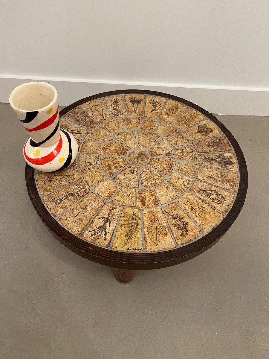 Pedestal Table, Mini Coffee Table By Roger Capron. Diam 52 Cm-photo-1