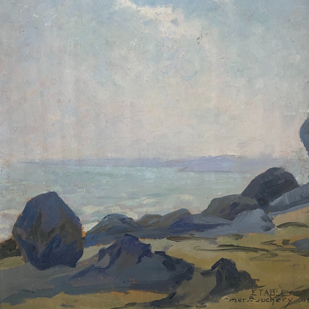 Omer  Bouchery , Etables sur mer , Bretagne , Tableau 1924