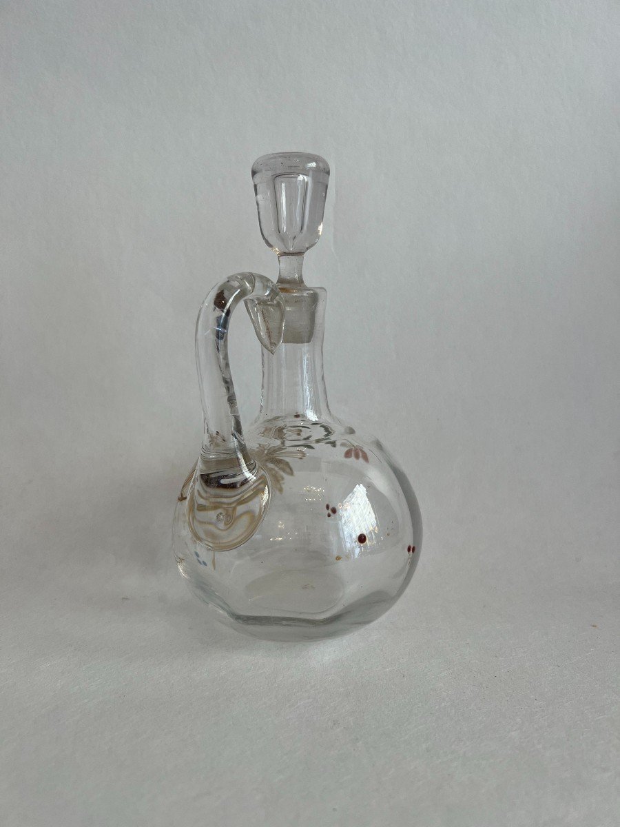 Baccarat (dlg) Antique Liquor Decanter In Enamelled Crystal.-photo-3