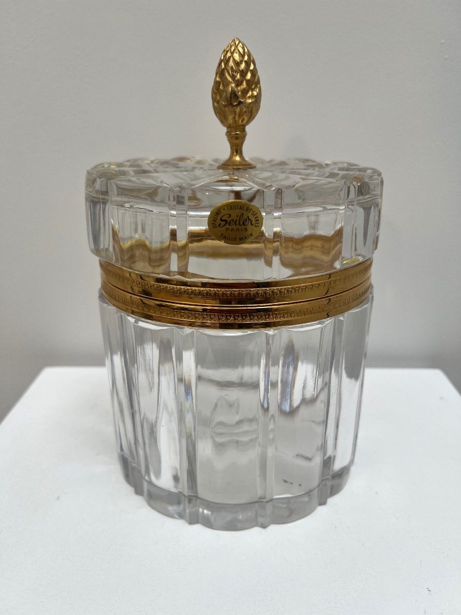 Cristal De Sèvres Paris , Importante Boîte , Pot Couvert .-photo-1