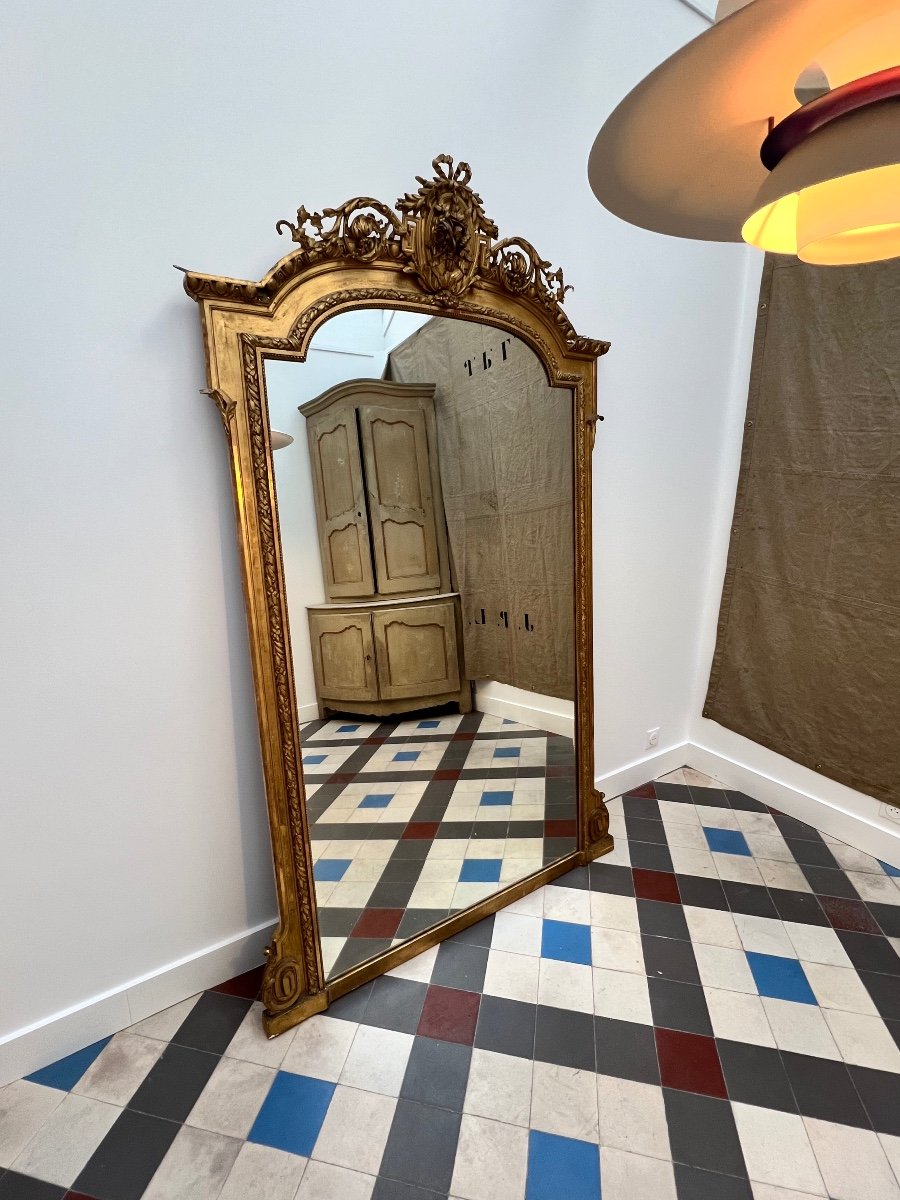 H 221 Cm Miroir ancien .-photo-2