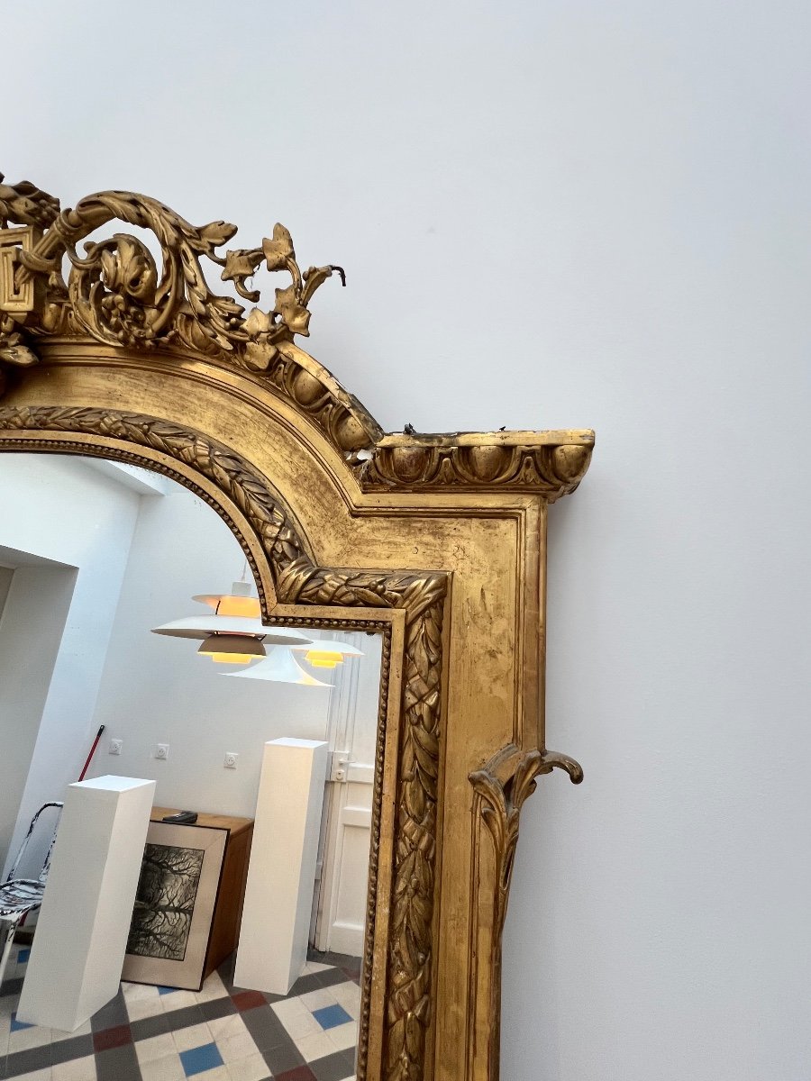 H 221 Cm Antique Mirror.-photo-3