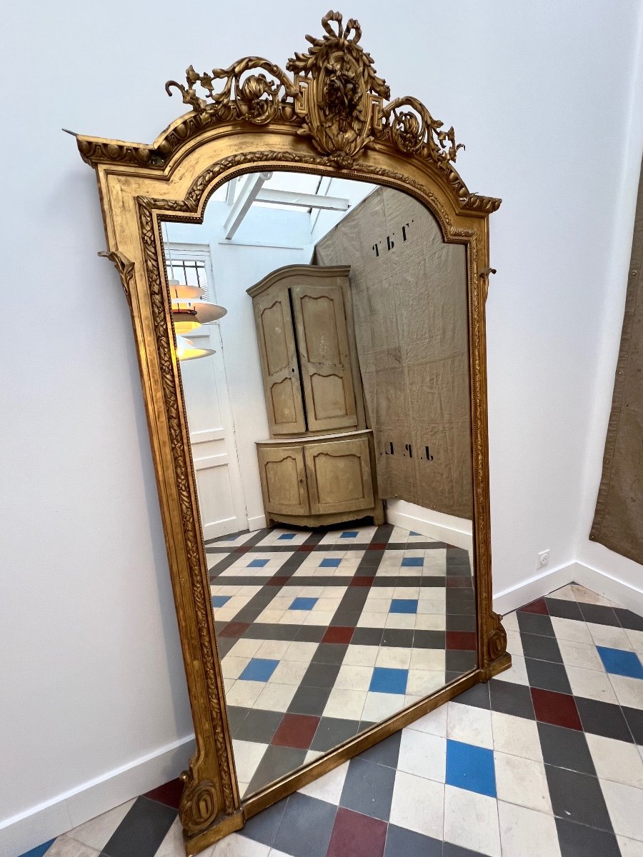 H 221 Cm Antique Mirror.-photo-7