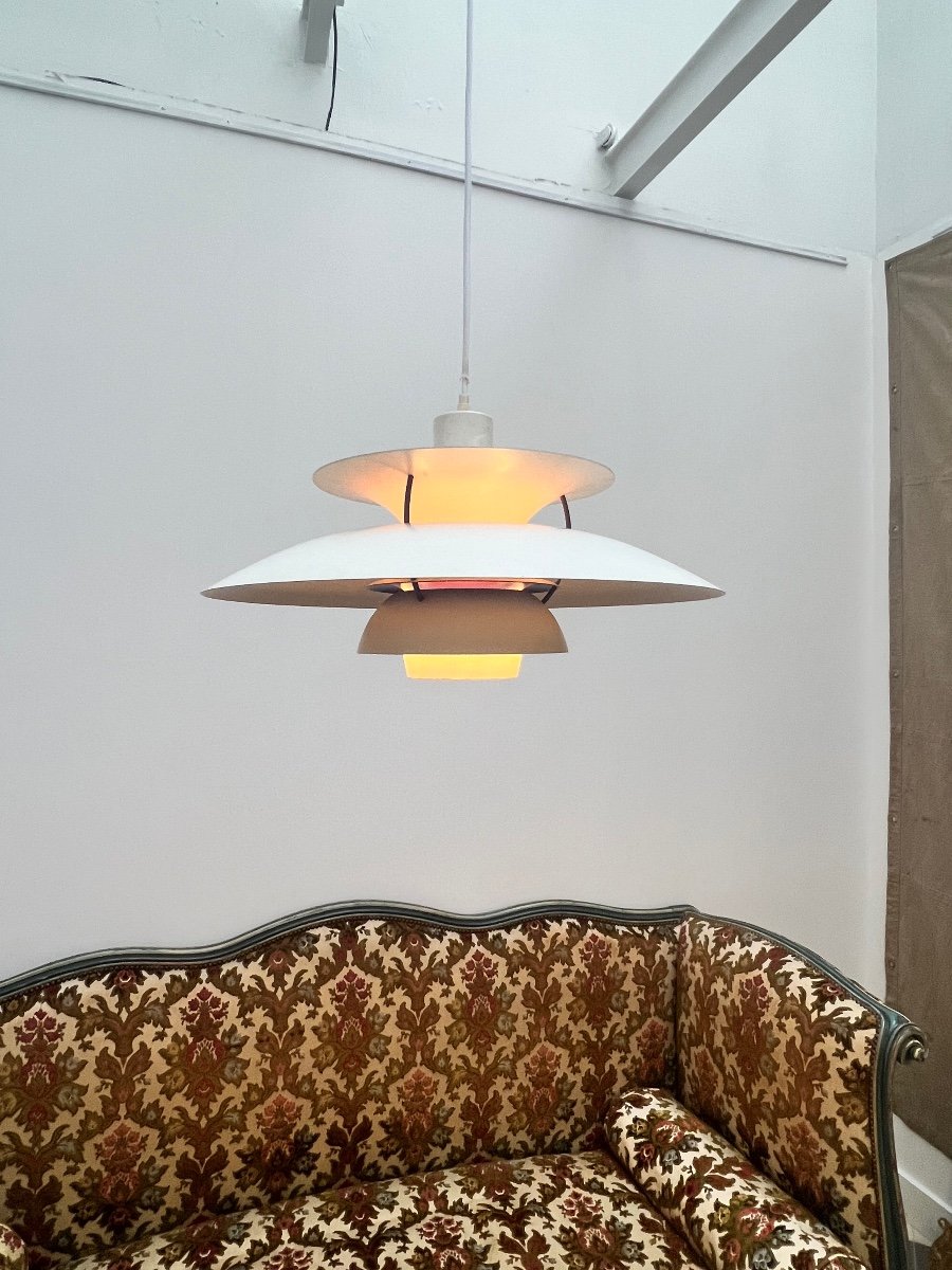 Henningsen Pendant Lamp, Louis Poulsen Design Chandelier.-photo-3