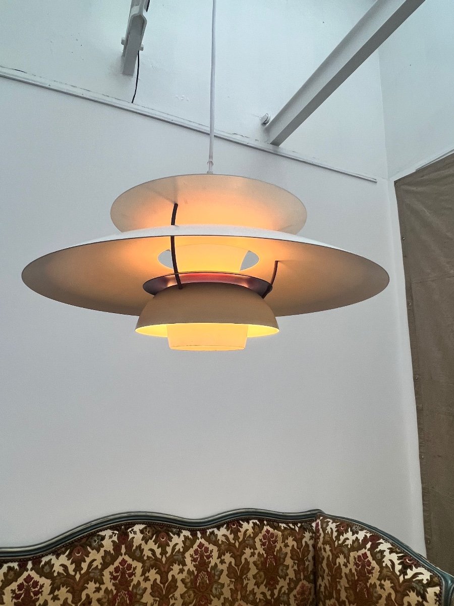 Henningsen Pendant Lamp, Louis Poulsen Design Chandelier.-photo-4