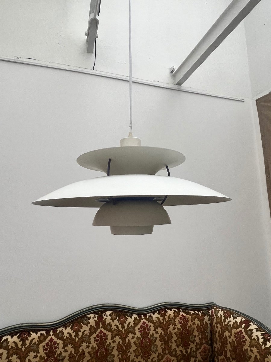 Henningsen Pendant Lamp, Louis Poulsen Design Chandelier.-photo-1