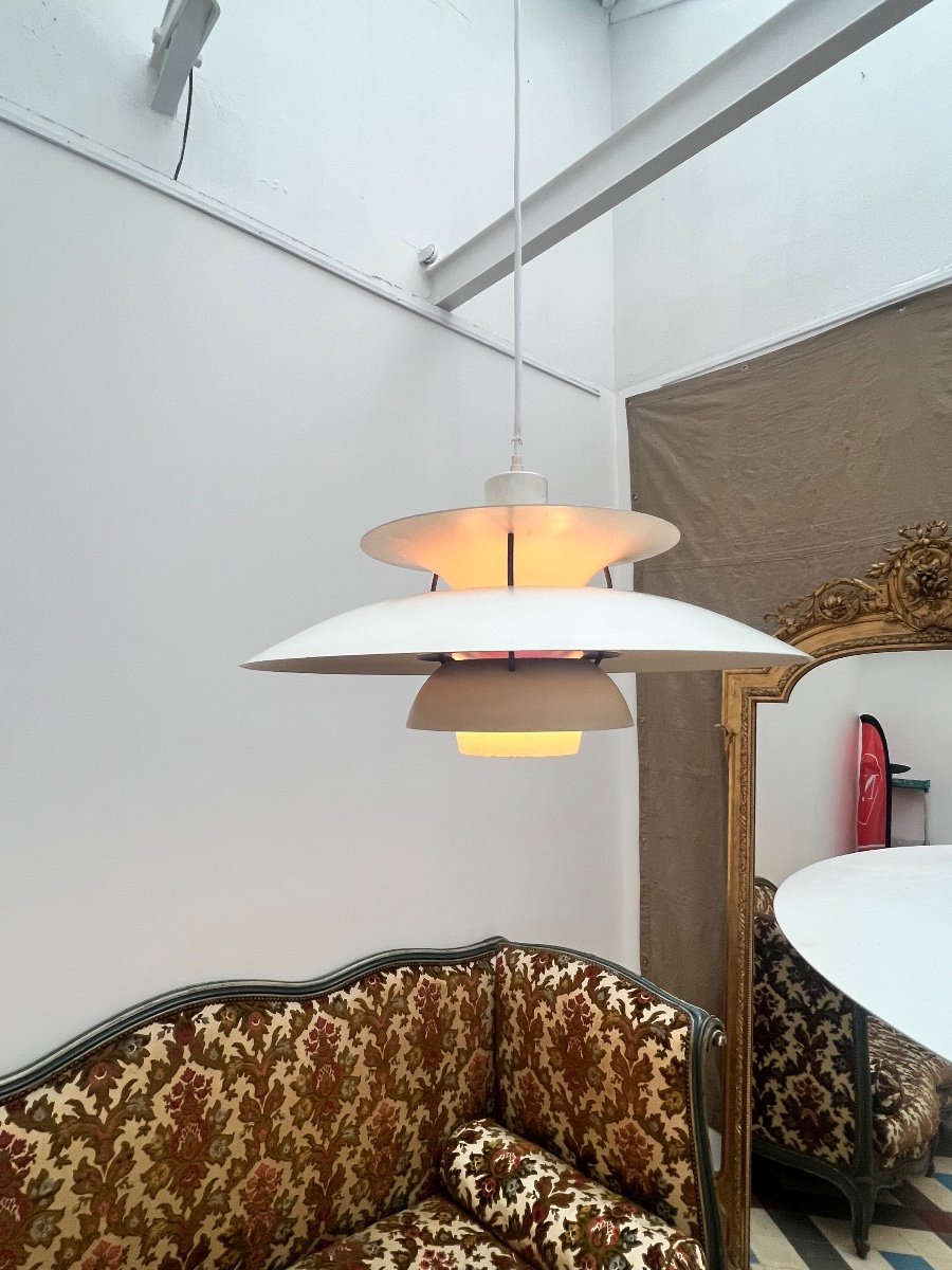 Henningsen Pendant Lamp, Louis Poulsen Design Chandelier.-photo-3