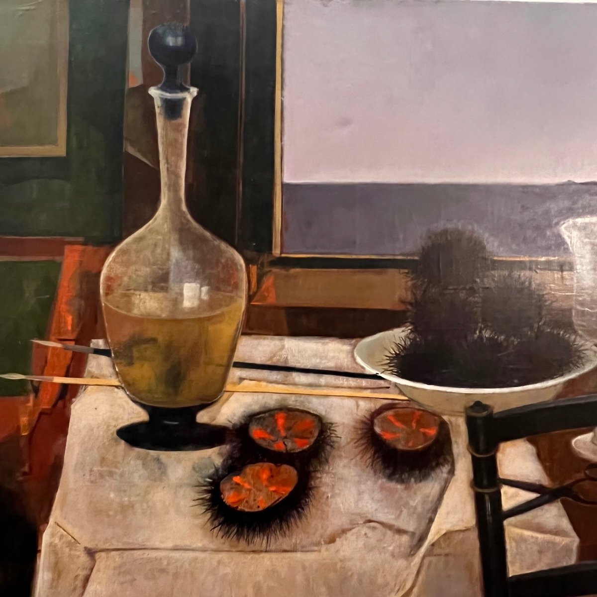 Paintings, Still Life With Sea Urchins. Hst Vernet Bonfort.-photo-3