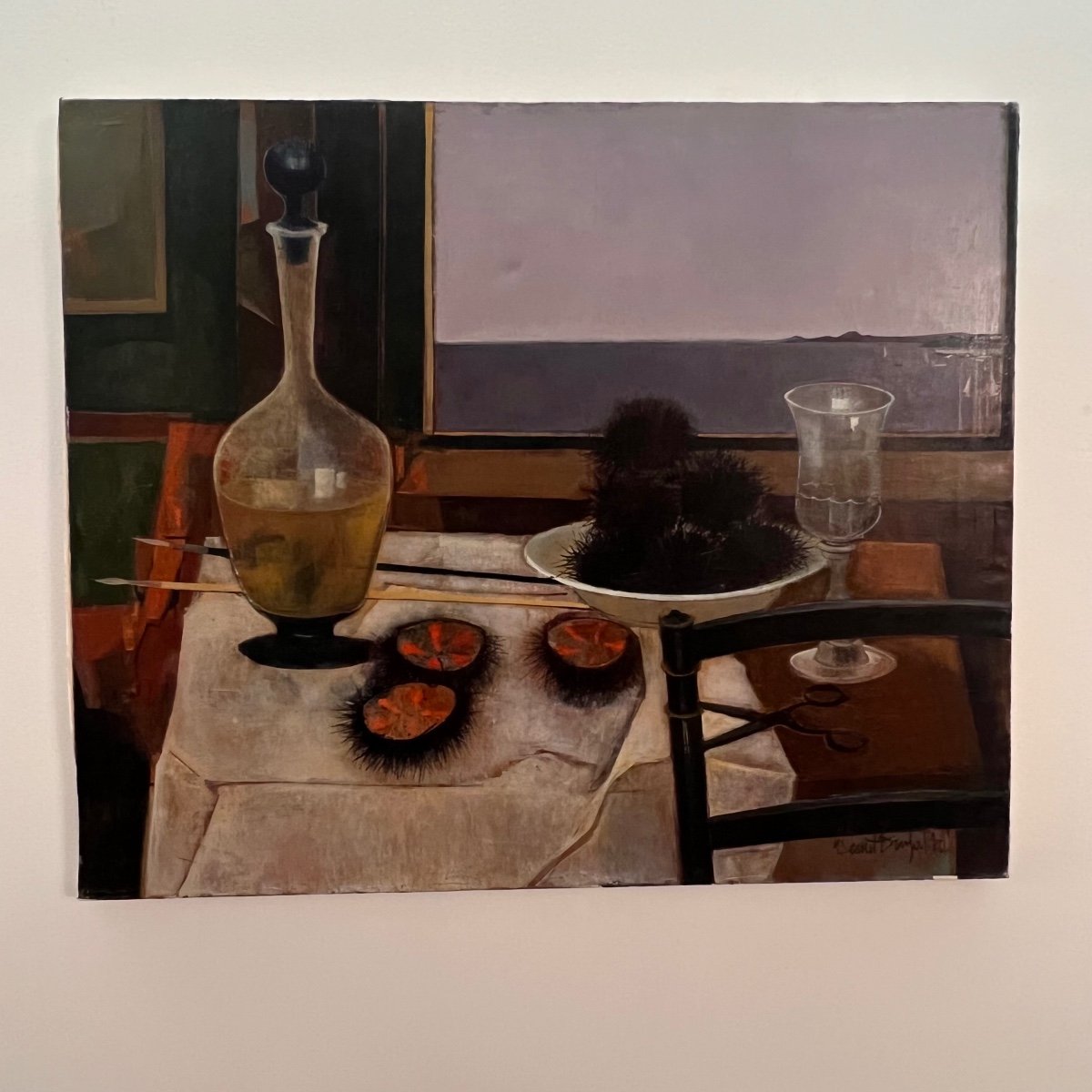 Paintings, Still Life With Sea Urchins. Hst Vernet Bonfort.-photo-4