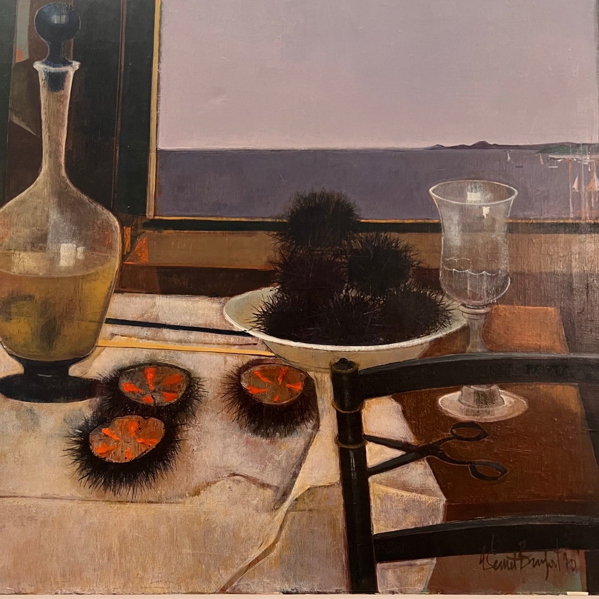 Paintings, Still Life With Sea Urchins. Hst Vernet Bonfort.