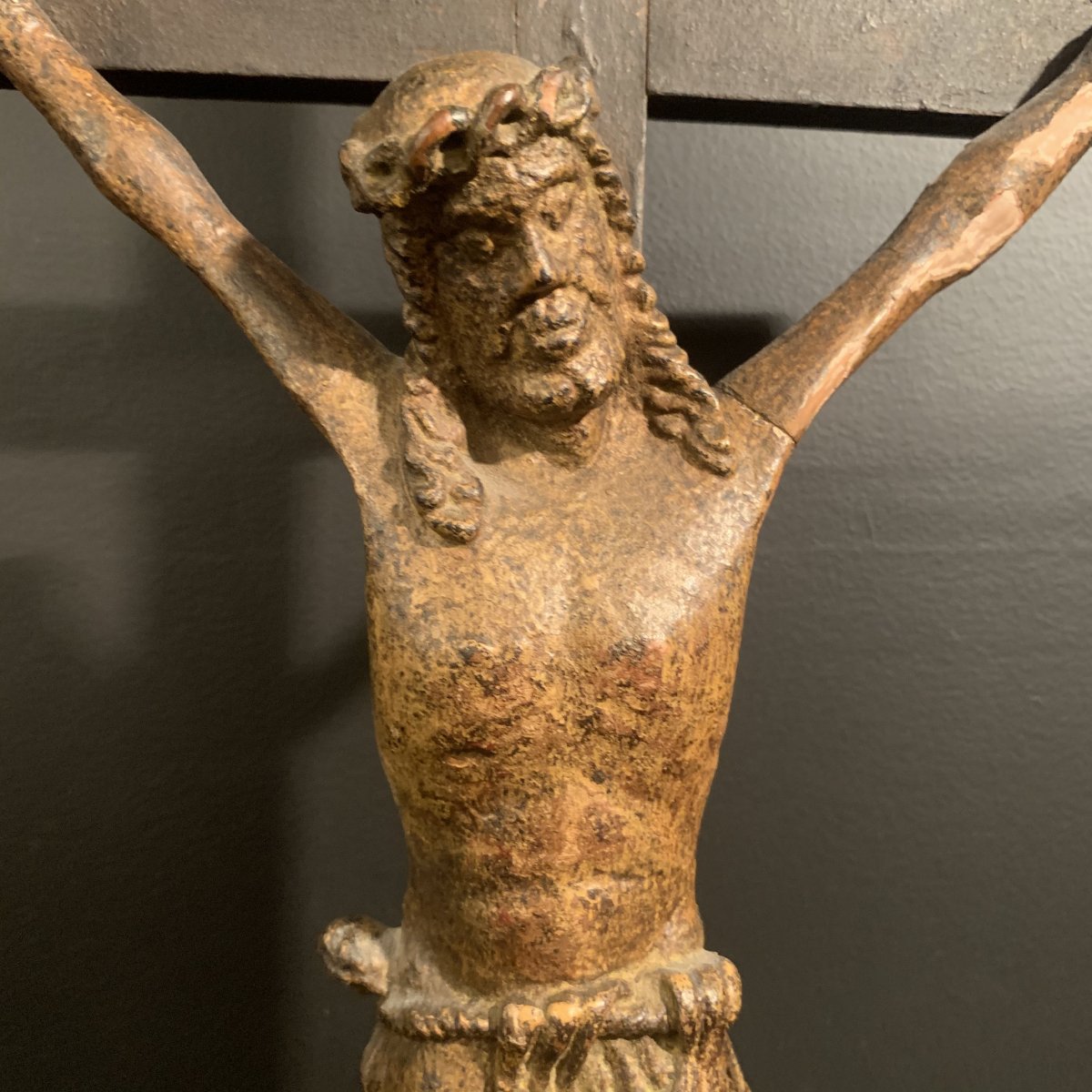 France XVIII Eme Siècle . Christ En Bois Polychrome.