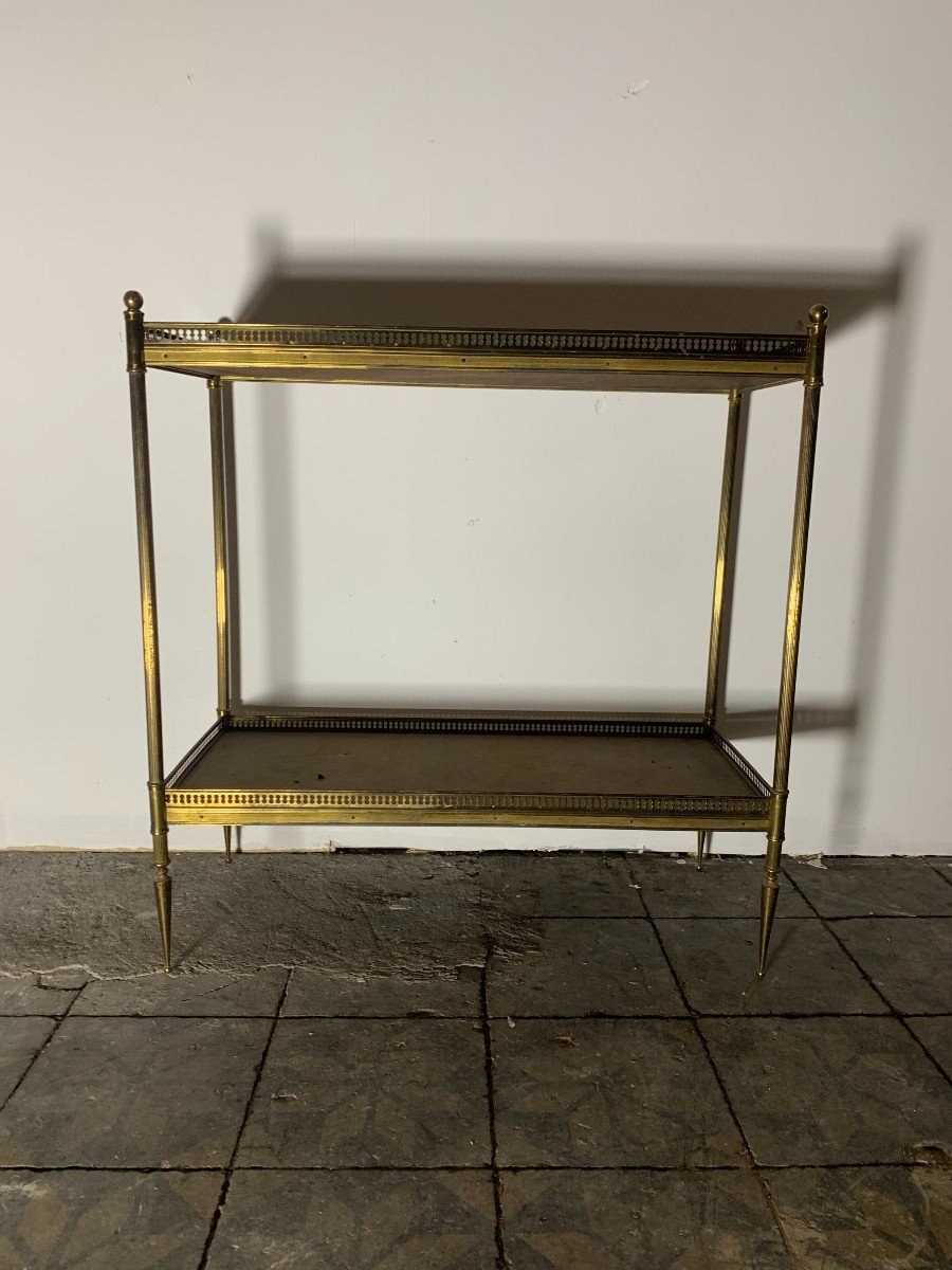 Trolley In Brass And Leather Design 1950.-photo-3