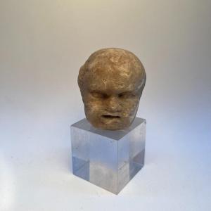 Roman Art, Head Of A Young Child In Marble.