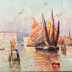Venise , Tableau Par Tom Morel De Tanguy XIX Eme 