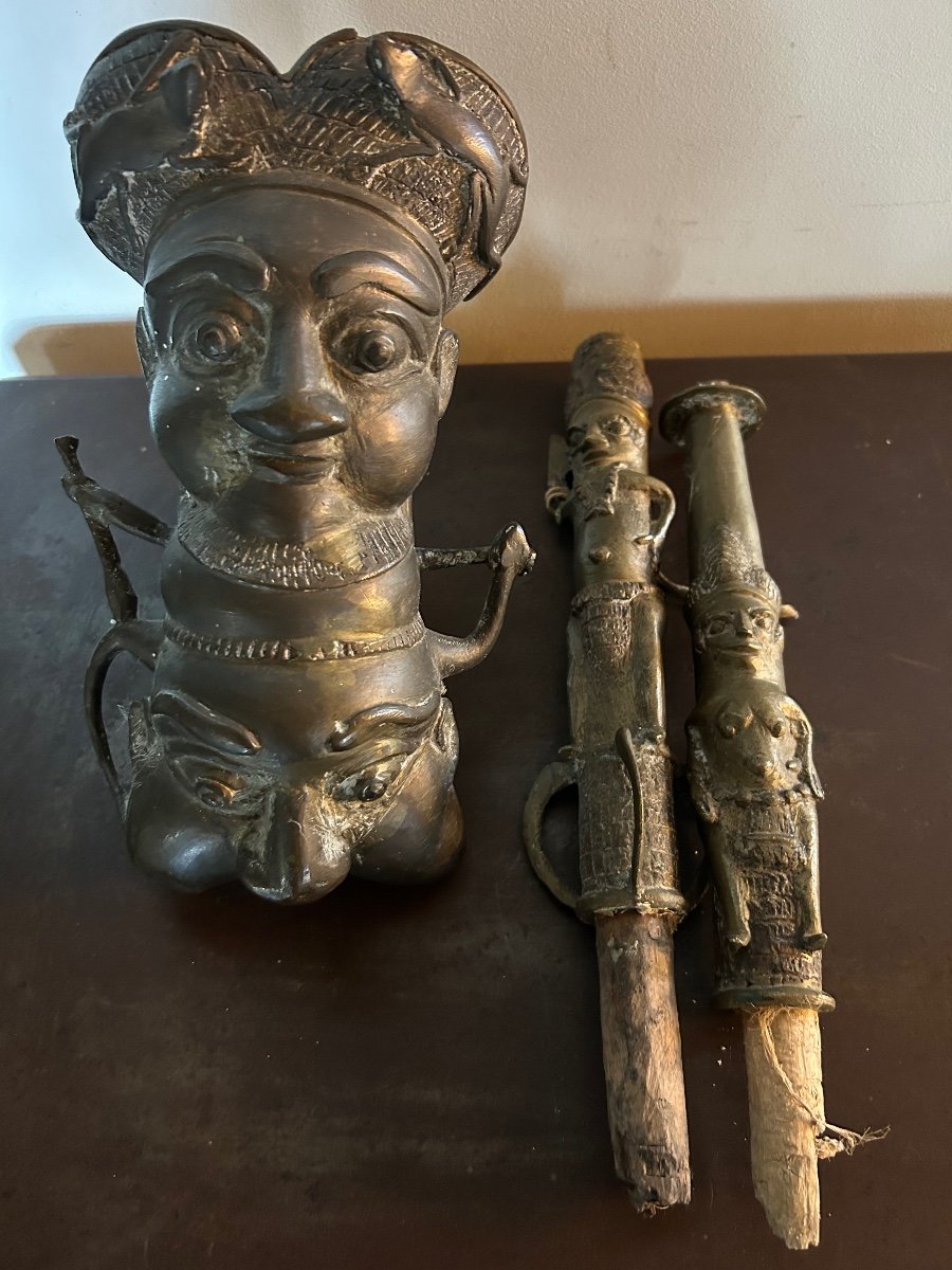 Bamoun Ceremonial Pipe In Bronze -photo-4