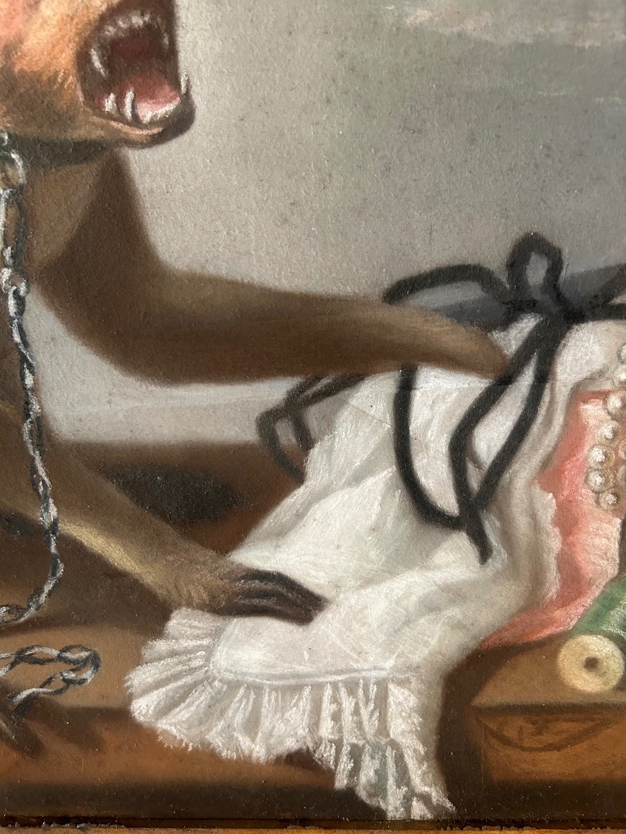 19th Century Painting Curiosity With The Monkey-photo-3