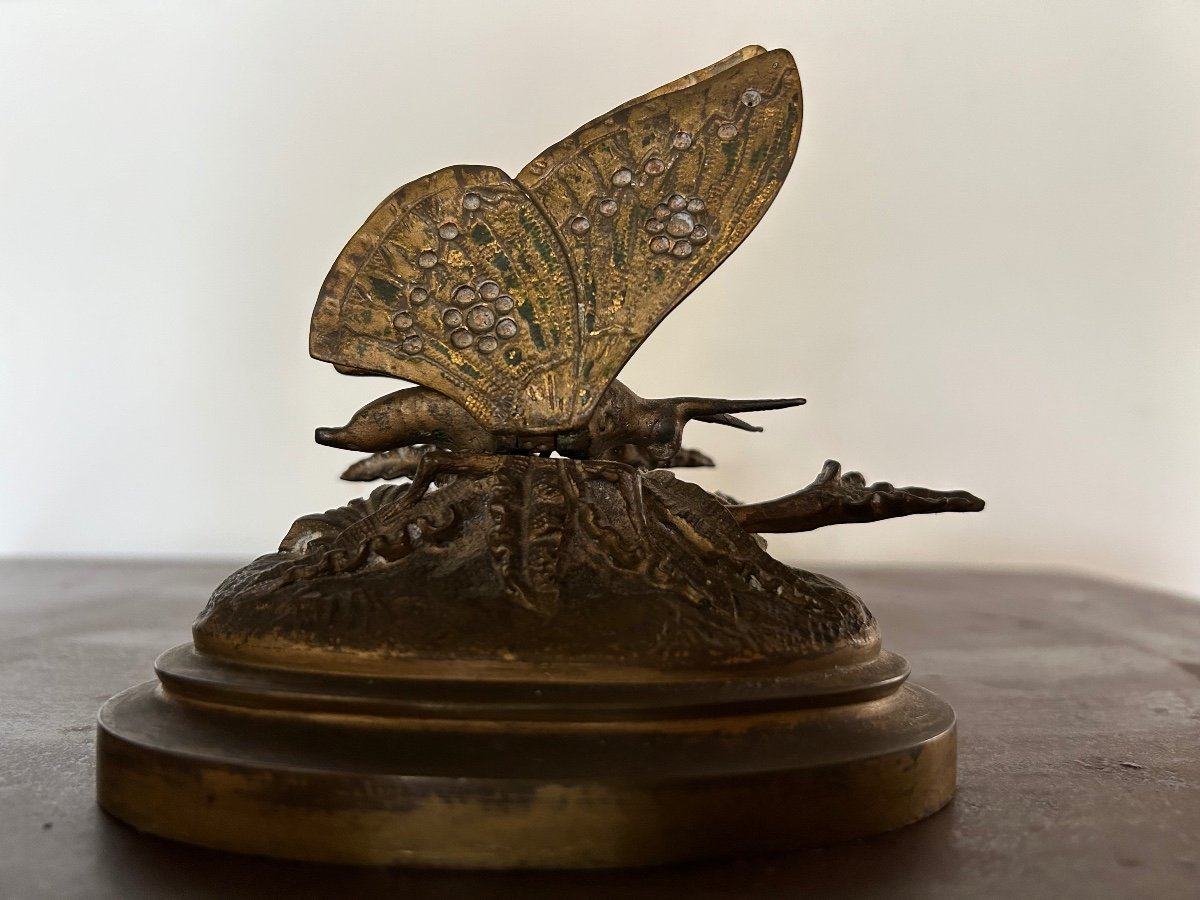 Art Nouveau Pince à Correspondance Bronze Papillon-photo-6