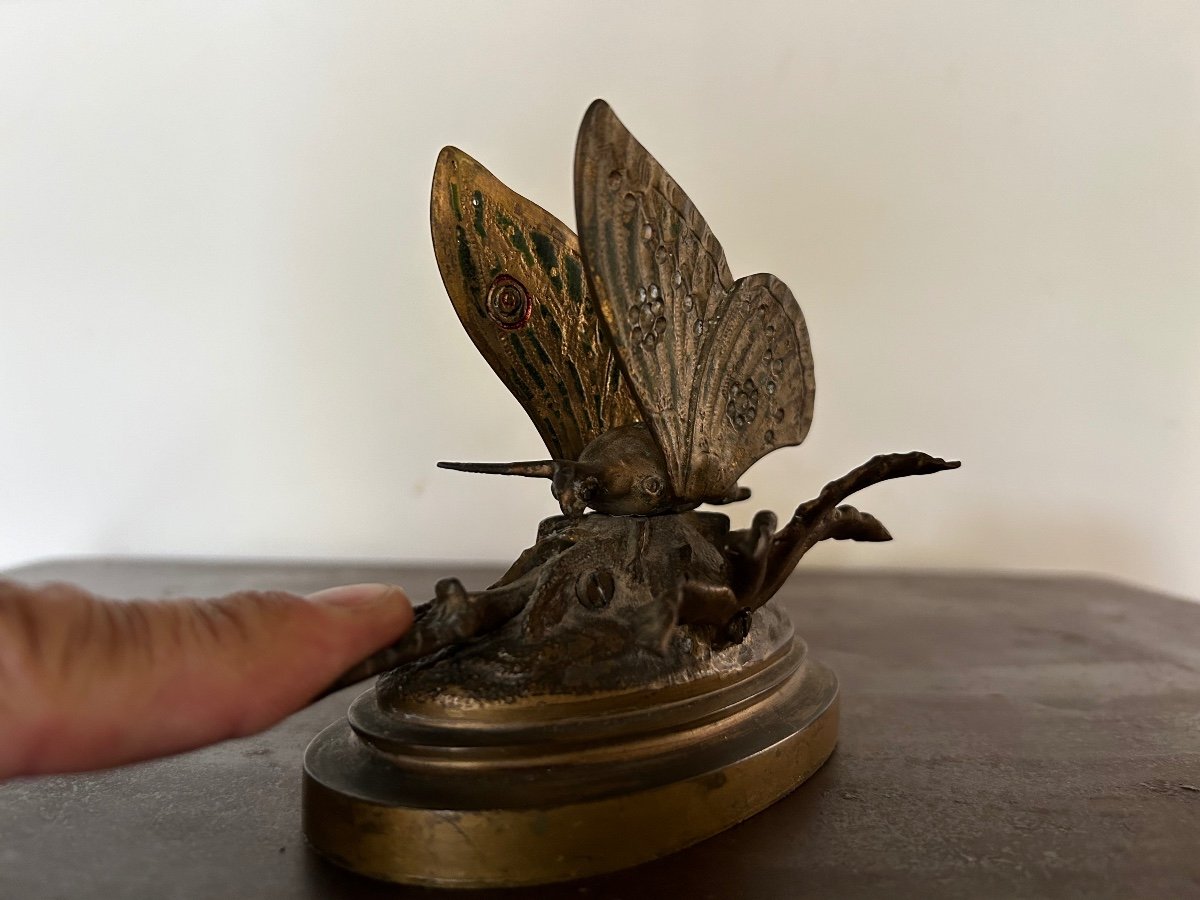 Art Nouveau Pince à Correspondance Bronze Papillon-photo-8