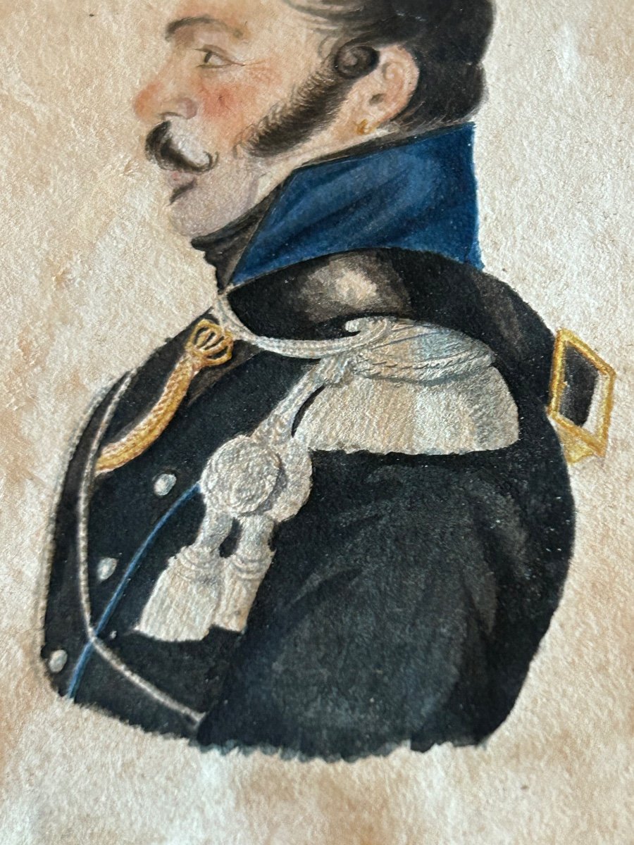 Miniature Dessin Portrait Militaire 19eme-photo-1