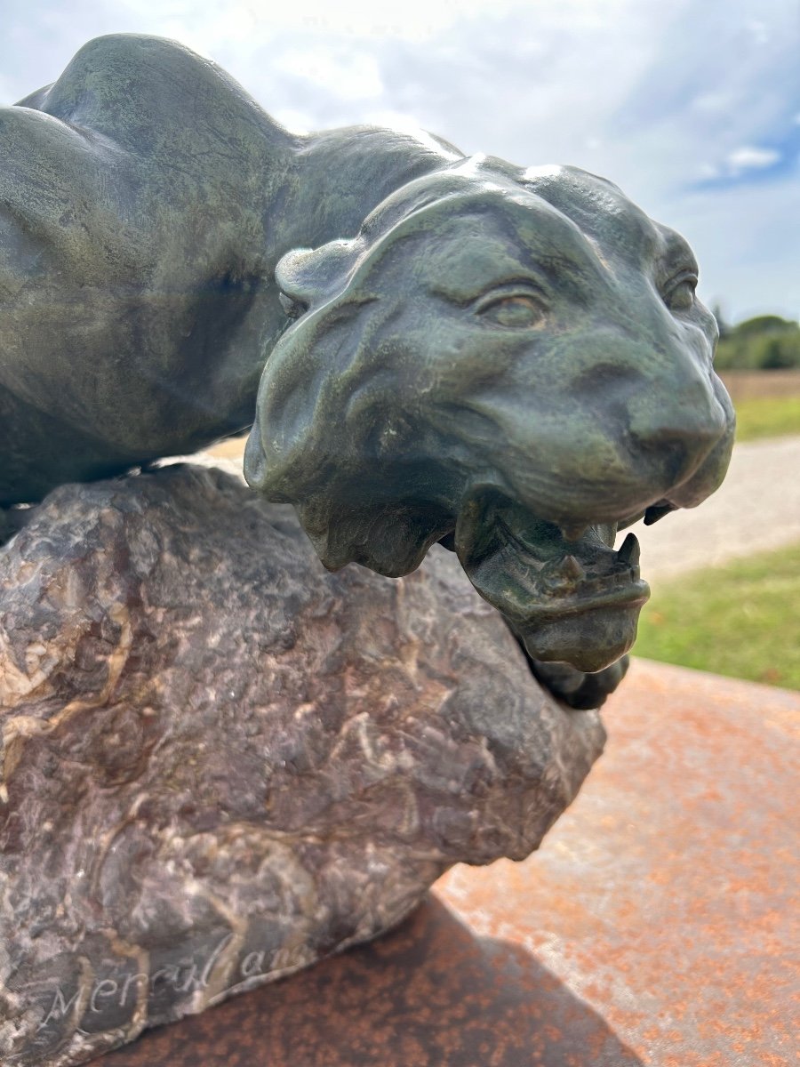 Sculpture Bronze Félin Giacomo Merculiano-photo-4