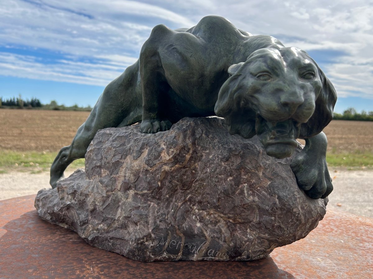 Sculpture Bronze Félin Giacomo Merculiano