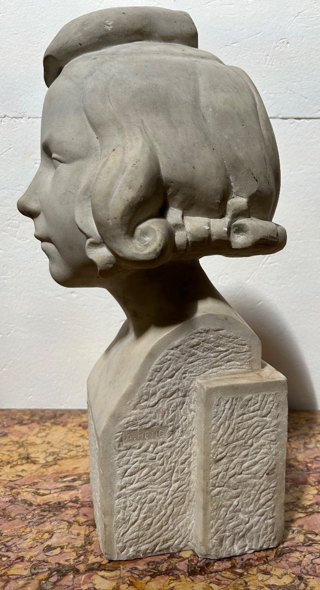 Sculpture Marbre Auguste Heng 1930-photo-6