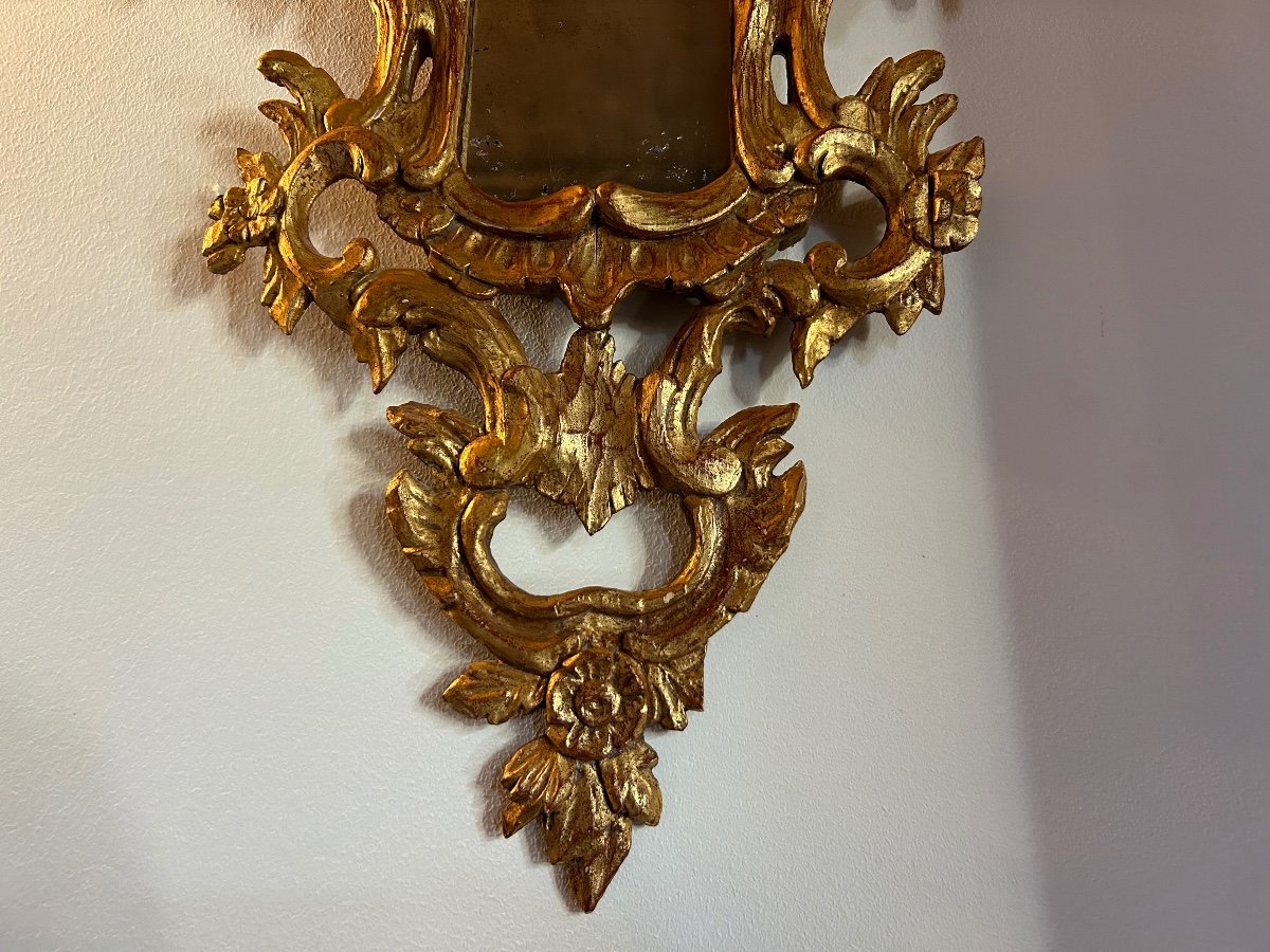 Miroir Bois Doré Rococo Italie 19eme-photo-1