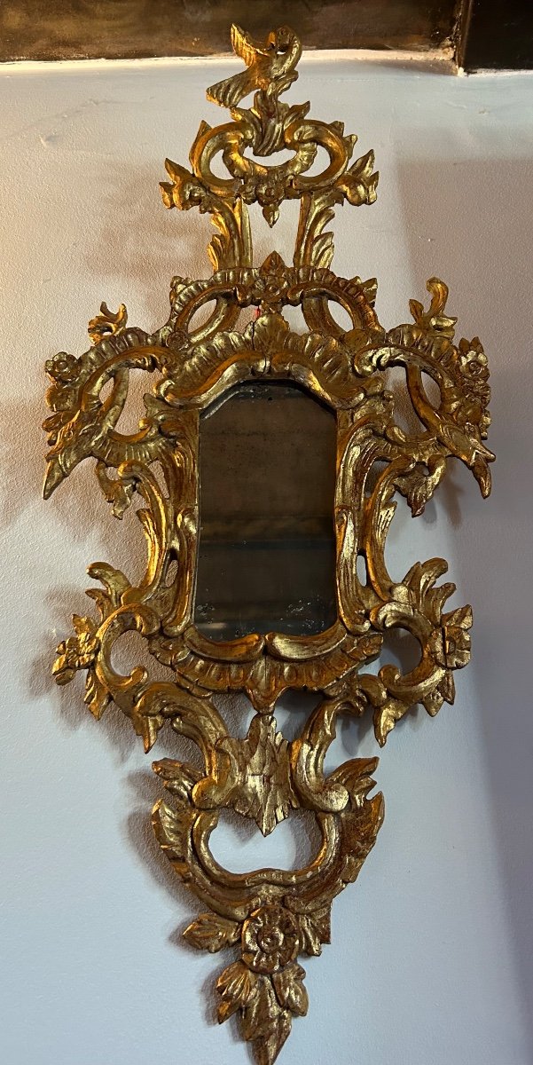 Miroir Bois Doré Rococo Italie 19eme