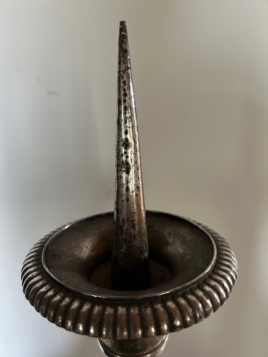 19th Century Silver Bronze Candlestick-photo-2