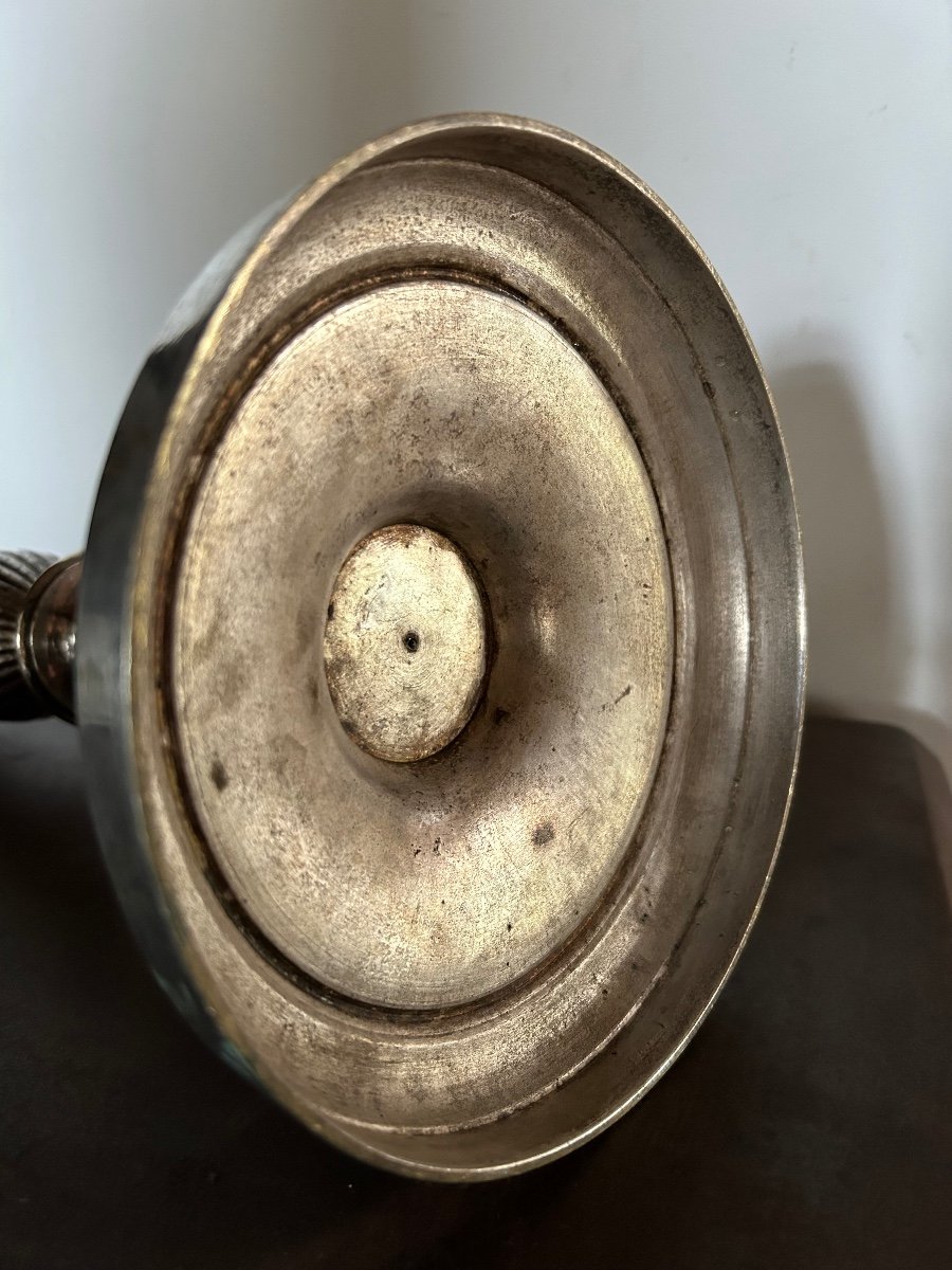 19th Century Silver Bronze Candlestick-photo-3