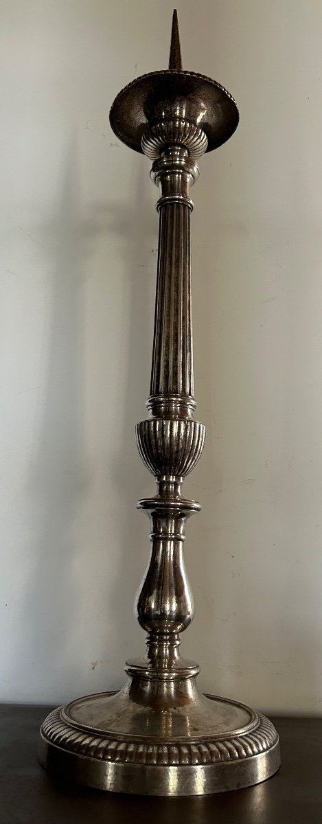 19th Century Silver Bronze Candlestick-photo-1