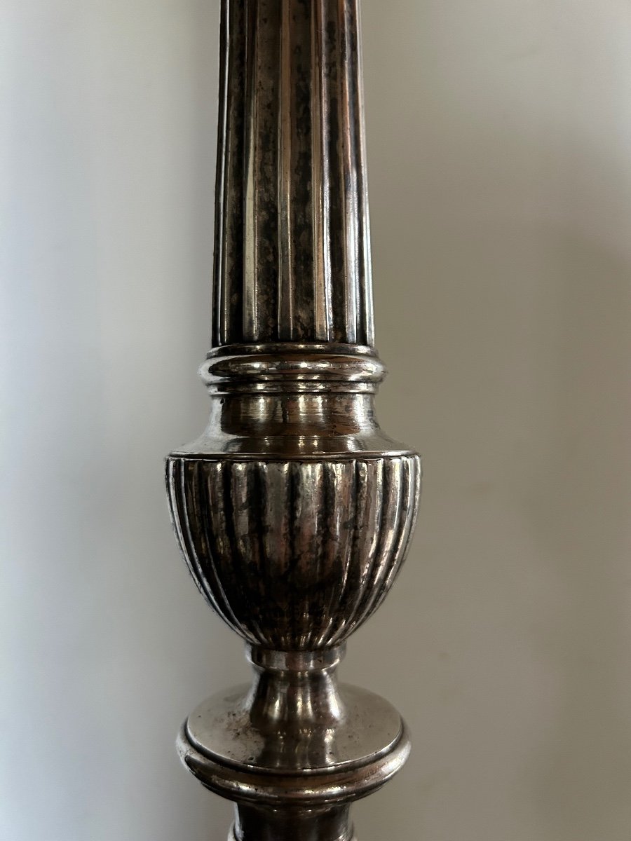 19th Century Silver Bronze Candlestick-photo-3