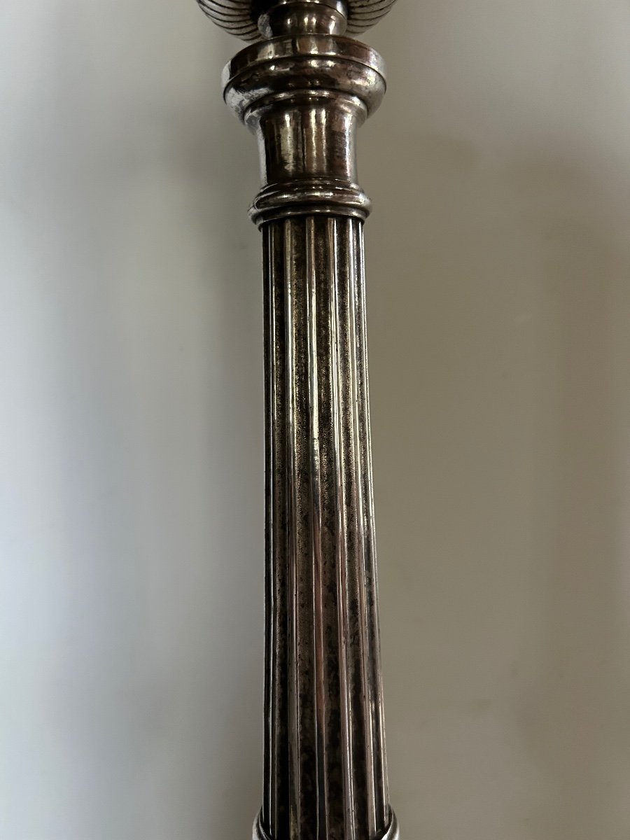 19th Century Silver Bronze Candlestick-photo-4