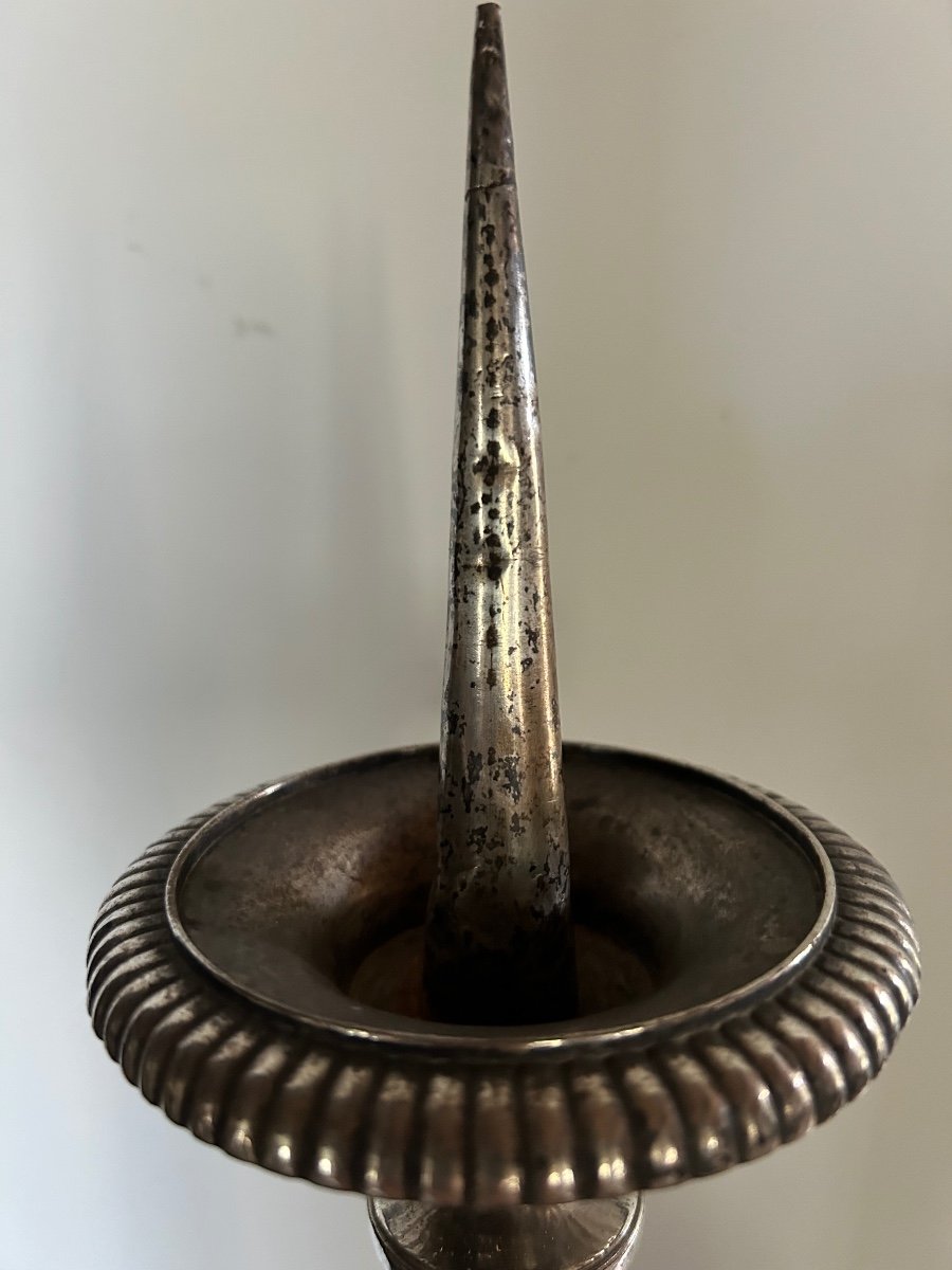 19th Century Silver Bronze Candlestick-photo-6