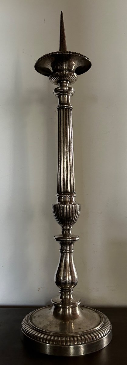 19th Century Silver Bronze Candlestick