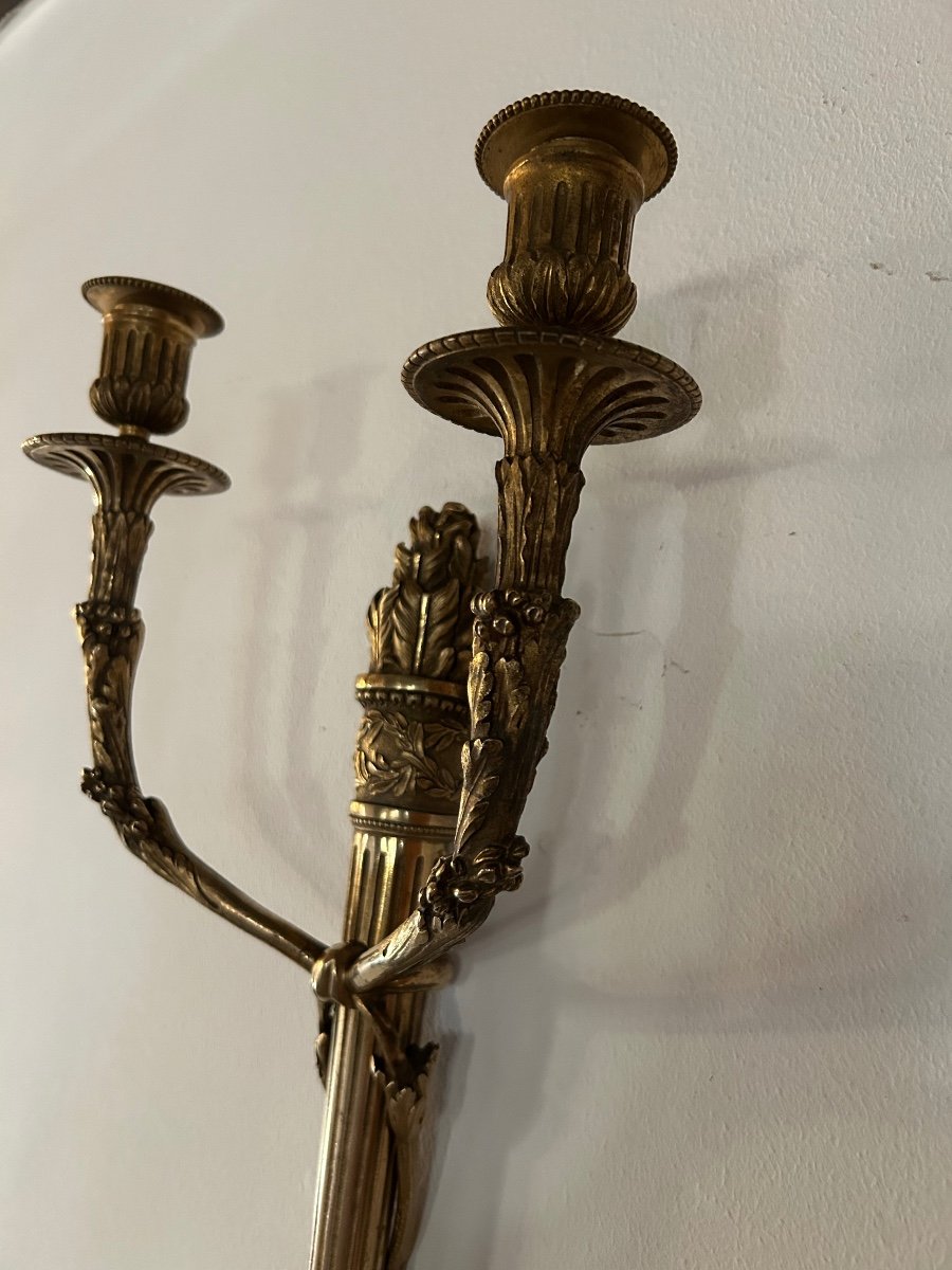 Pair Of Louis XVI Gilt Bronze Wall Lights -photo-7