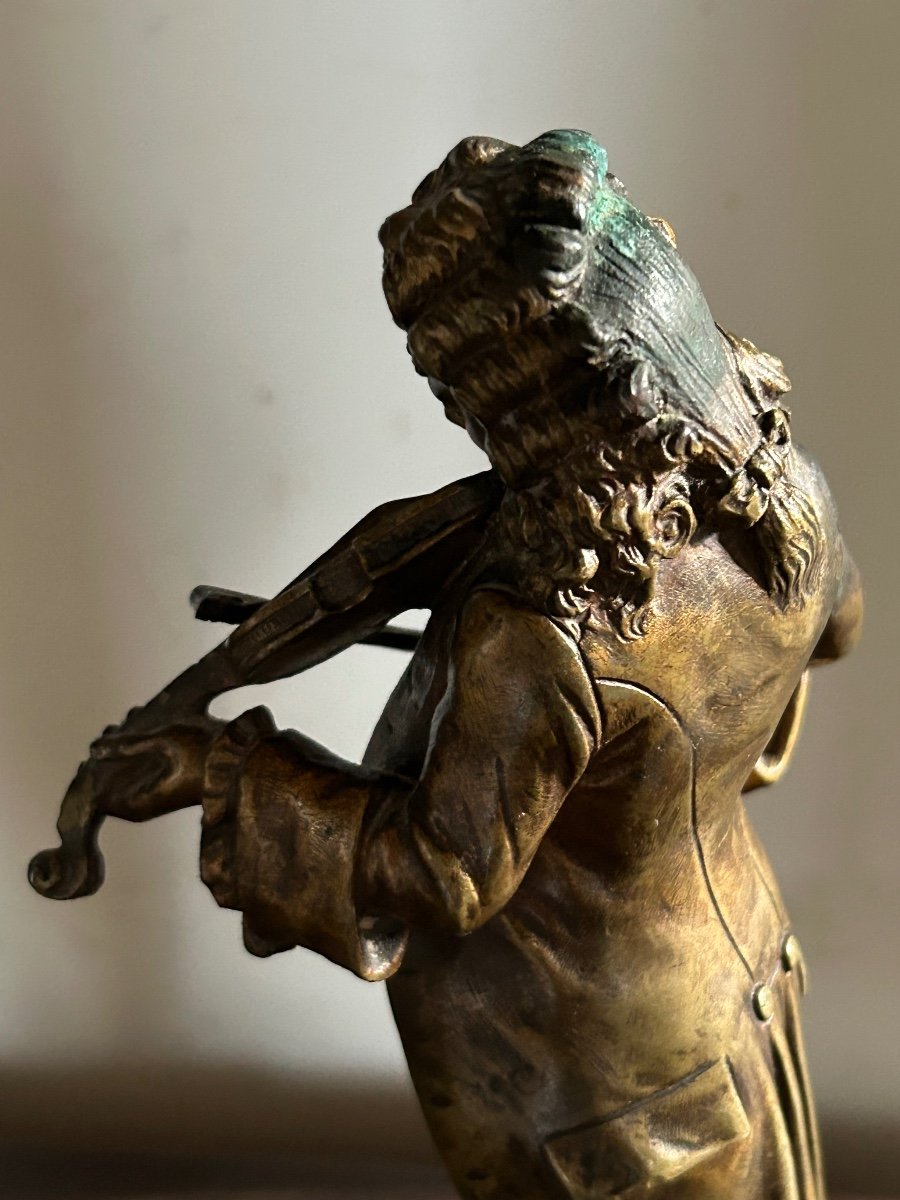 Sculpture Bronze Violoniste Auguste Louis Lalouette -photo-4