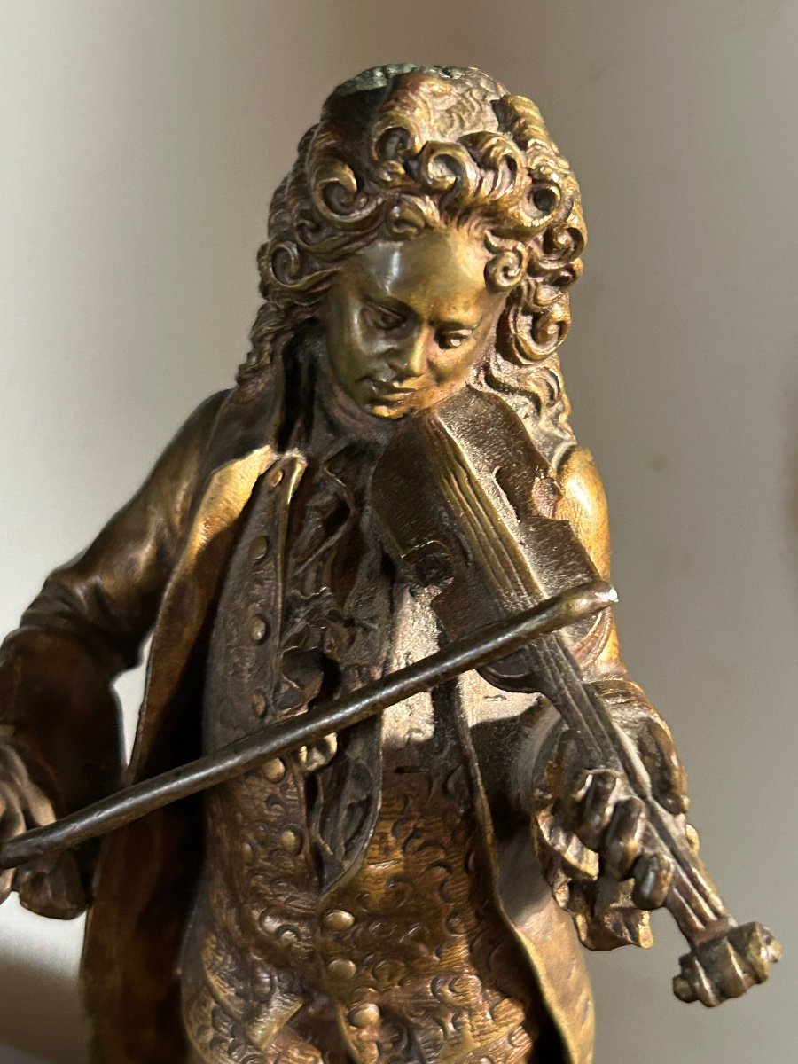 Sculpture Bronze Violoniste Auguste Louis Lalouette -photo-3