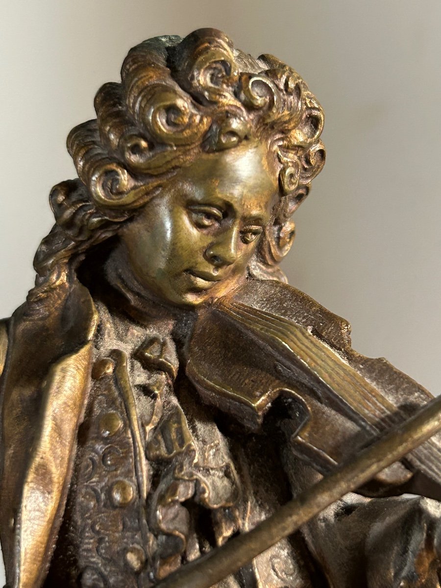 Sculpture Bronze Violoniste Auguste Louis Lalouette -photo-7