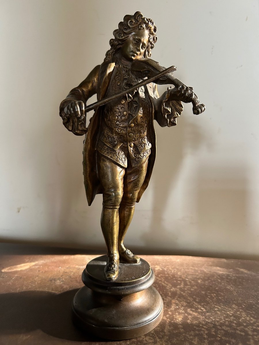 Sculpture Bronze Violoniste Auguste Louis Lalouette 