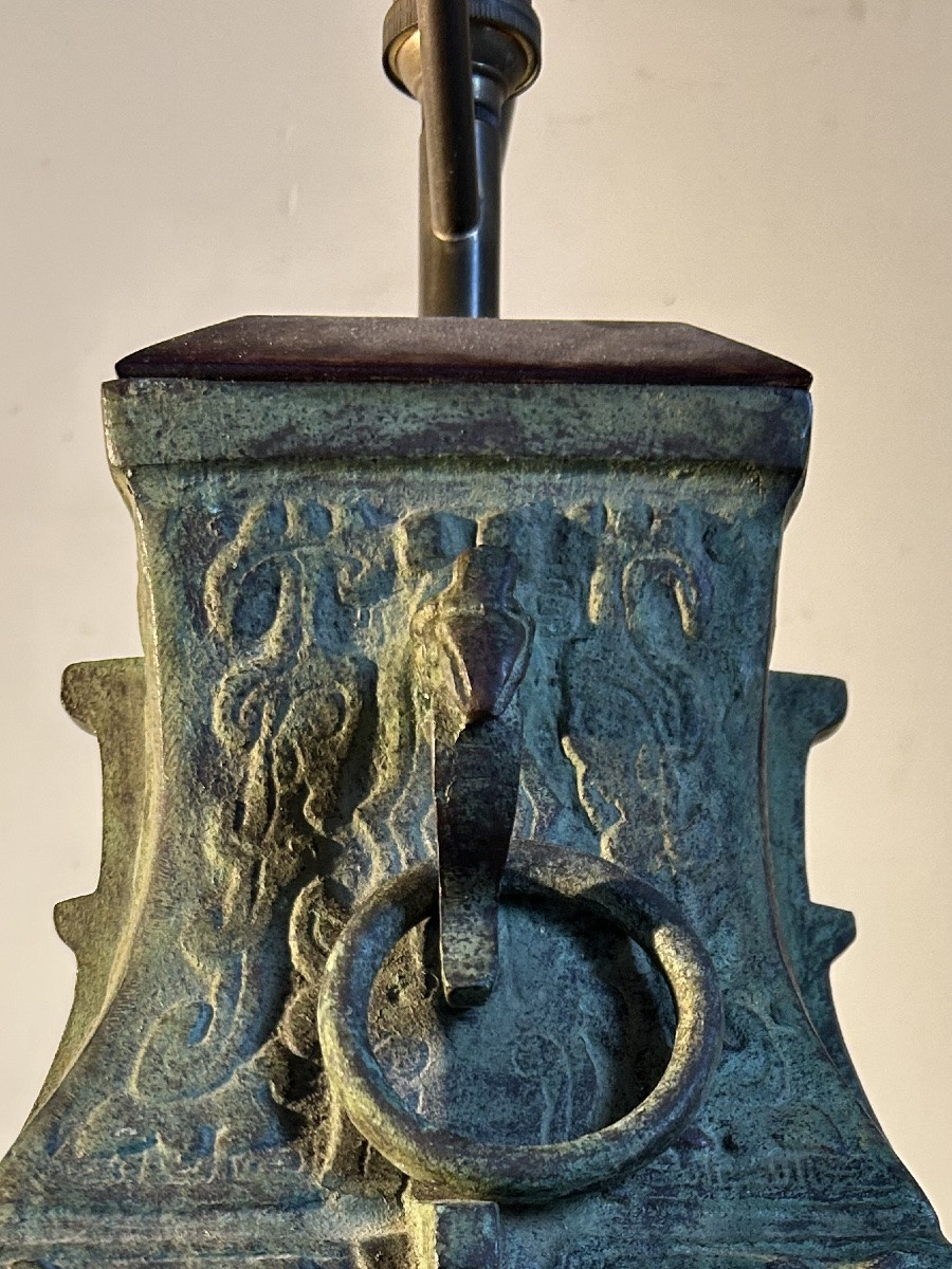 Archaic Chinese Bronze Lamp-photo-4