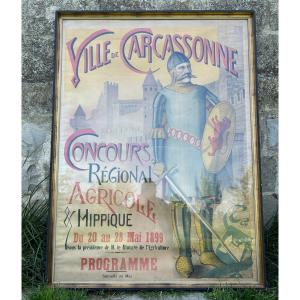 Carcassonne Affiche Agricole Et Hippique 19eme