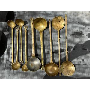 18th Century Bronze Ladles And Strainers