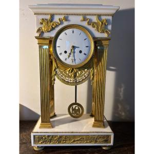 Late 18th Century Marble And Bronze Portico Clock