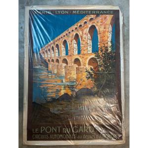 Automobilia Affiche Pont Du Gard 1923 Ernest Couronneau